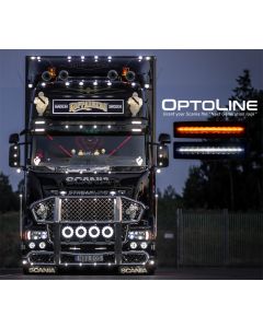 OptoLine S - fiber optic position light for Scania sun visor (xenon white / yellow-orange)