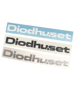 Diodhuset decal white, black or silver/grey (12 cm wide)
