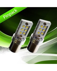 Pinpack, LED-bulb, 12V, BA15s / P21W, 12 Samsung-diodes - Cool white