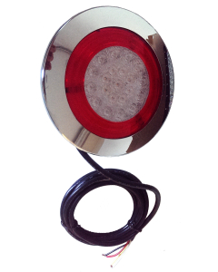 LED tail light with chromed frame (155 mm), 24V - position-, brake light and flasher