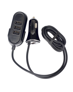 USB adapter cigarette lighter plug (4 ports, 135 cm extension)